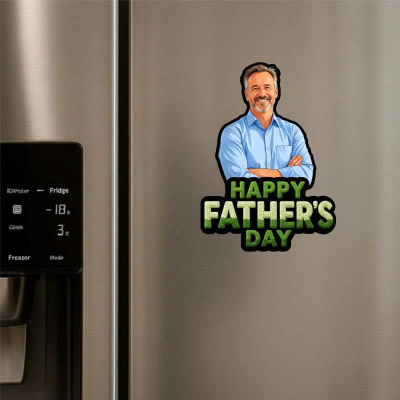 Personalized Happy Fathers Day Photo Fridge Magnet for Dad Room Decor for Papa from Daughter & Son